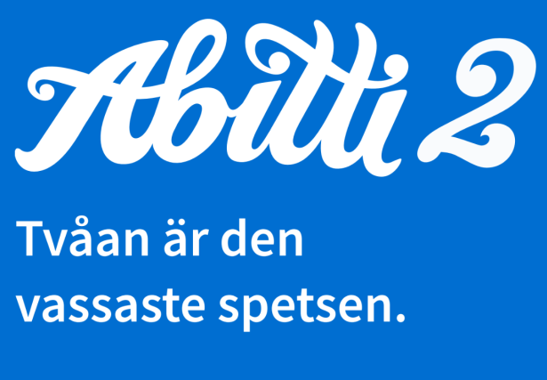 Abitti 2-logga och texten tvåan är den vassaste spetsen.