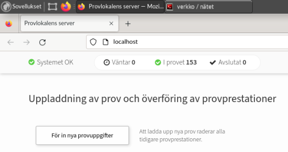 Skärmbild av uppladdning av prov.