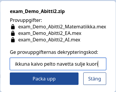 Ge dekrypteringskod
