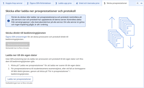 Skicka eller ladda ner provprestationer och protokoll