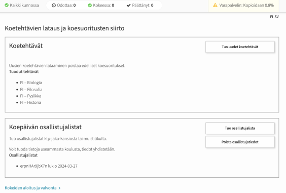palvelimen näkymä