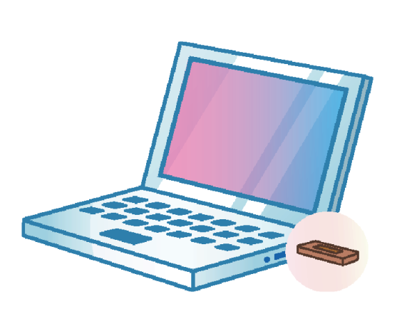 Illustration av en bärbar dator och en usb-minne